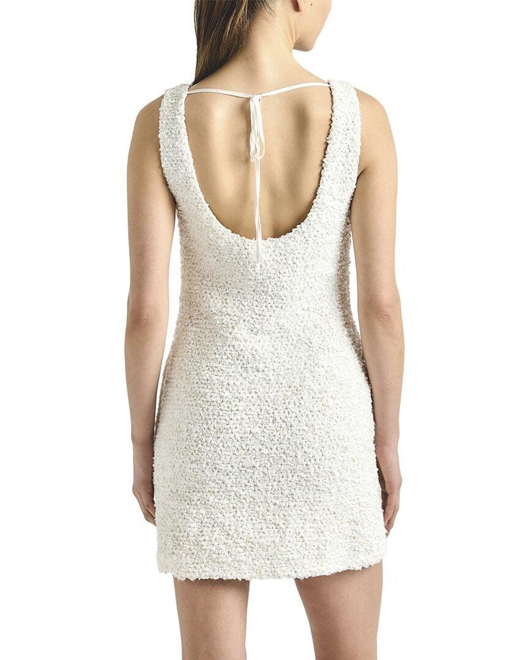10 Crosby Derek Lam White Ailani Paillette Boucle Scoop Back Tank Dress