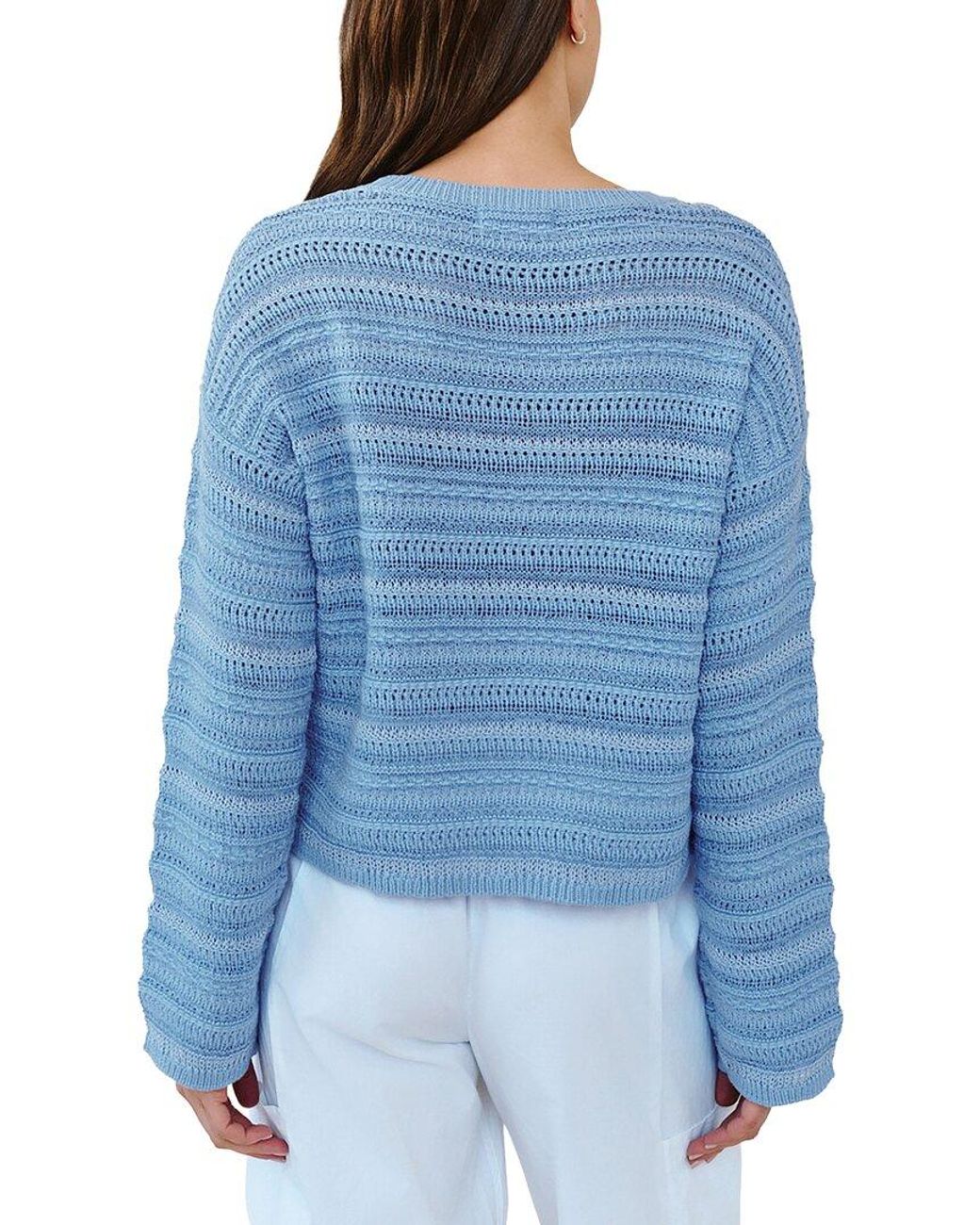 Bella Dahl Blue Textured Crewneck Sweater