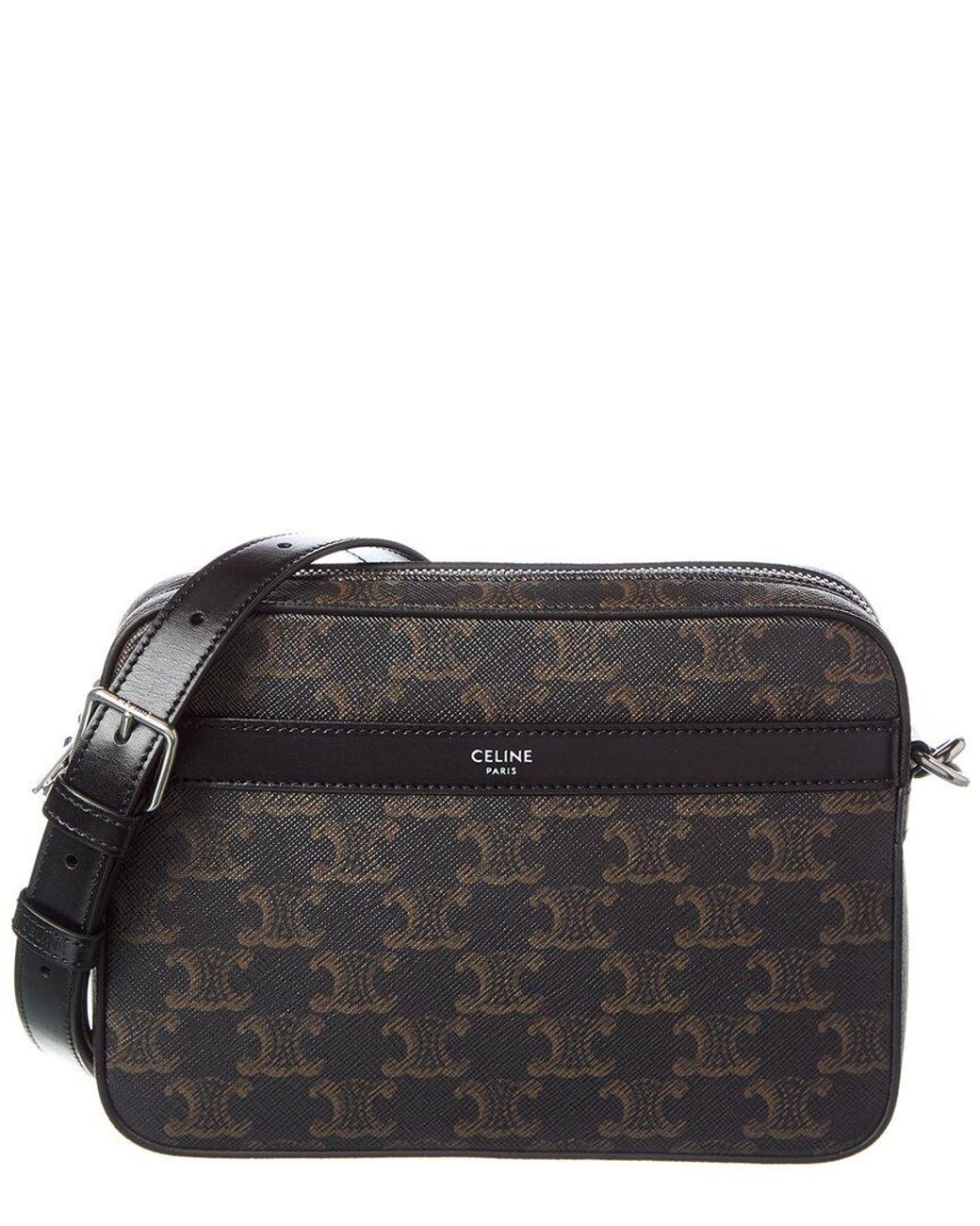 Céline Black Small Triomphe Canvas & Leather Crossbody