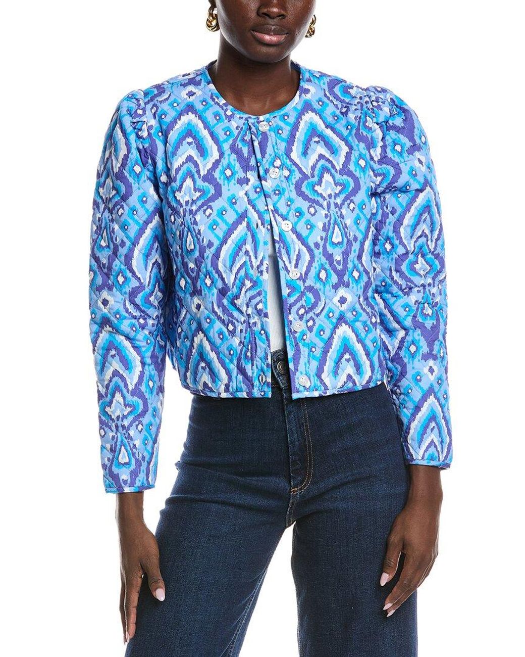 Sail To Sable Blue Quilted Print Jacket