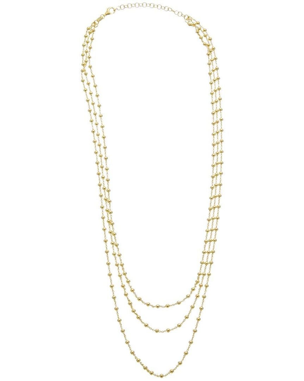 Italian Gold Over Silver Metallic 18K Plated Multi Strand Necklace