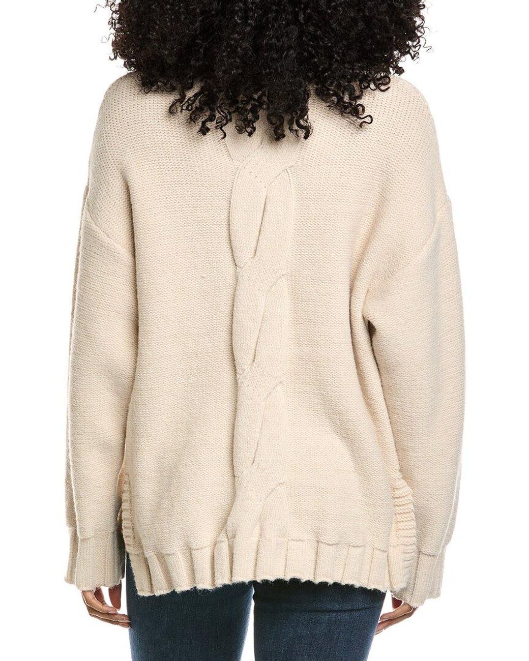 Fate Natural Mock Neck Cable Knit Sweater