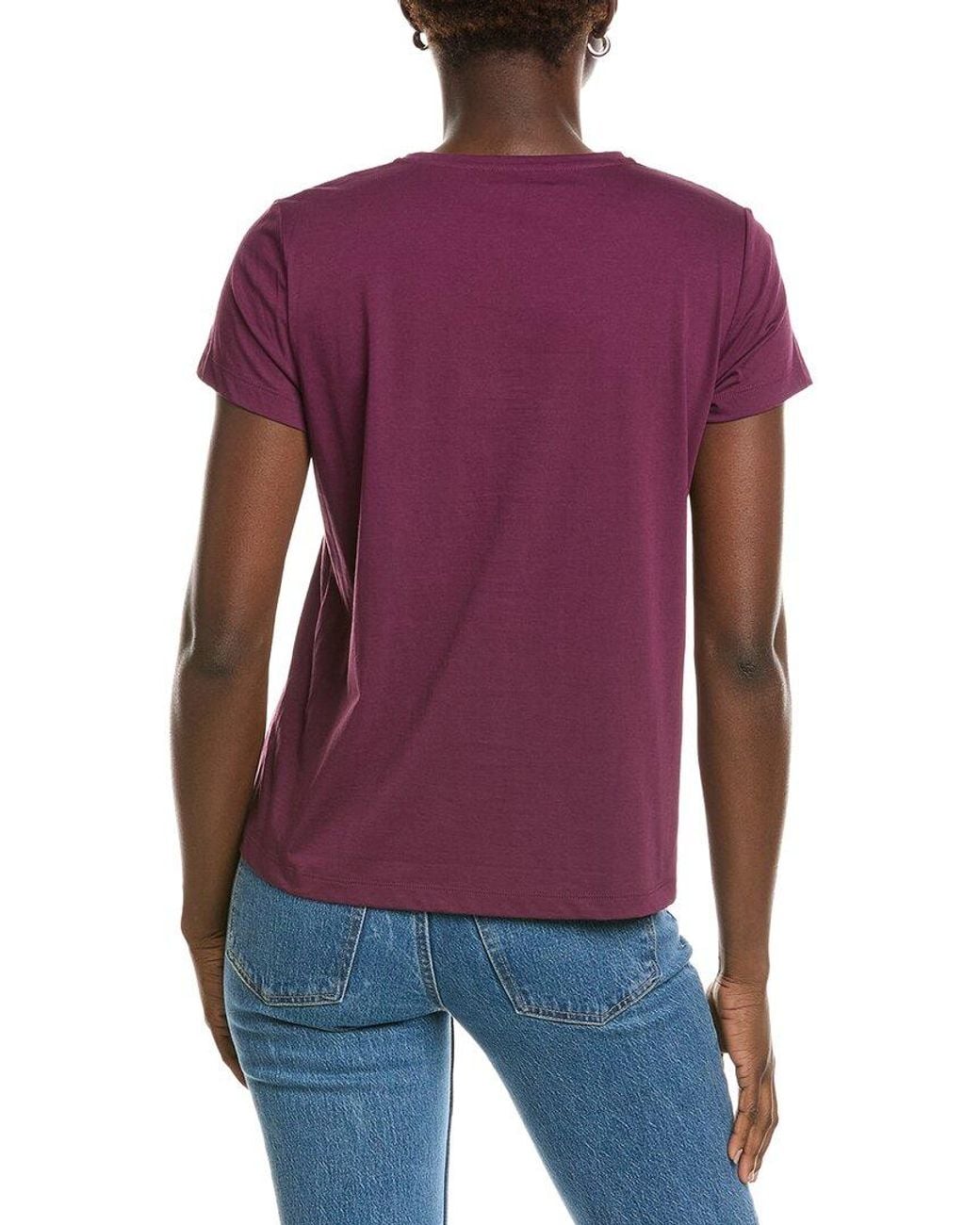Lafayette 148 New York Purple V-Neck T-Shirt