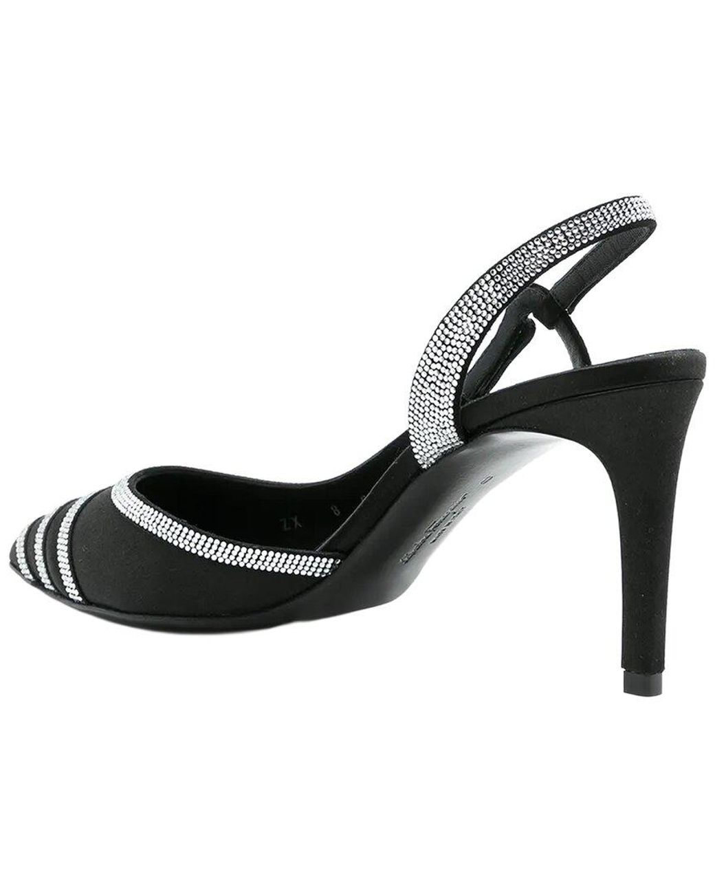 Ferragamo Black 85Mm Rhinestone Leather Slingback Pump