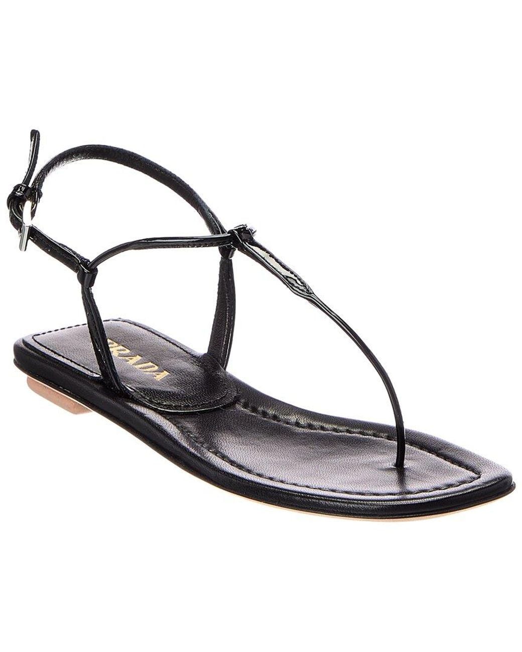 Prada Metallic Leather Flat Sandal
