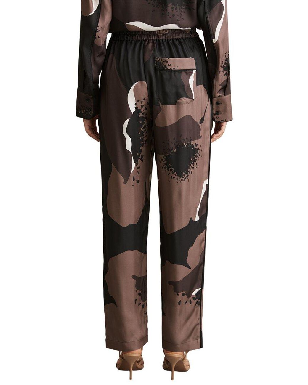 Reiss Black Lottie Printed Wide Leg Trouser