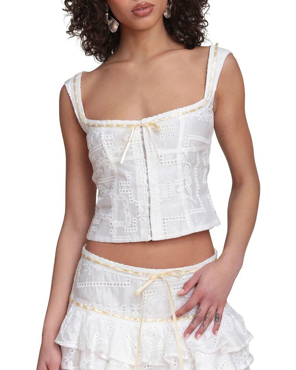 Avec Les Filles White Crop Top