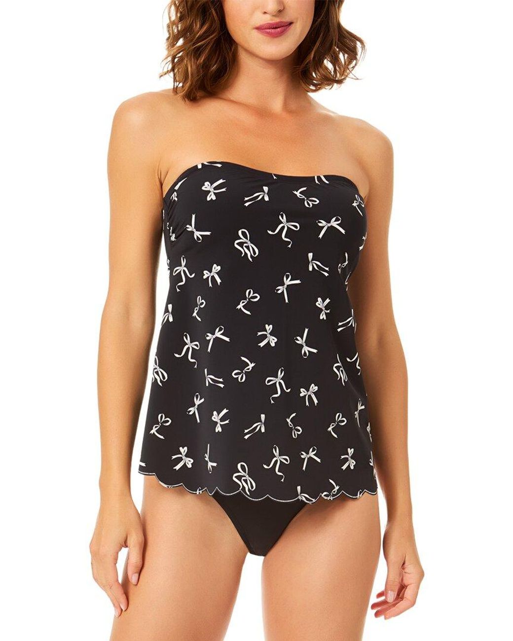 Cece Black Bandeau Back Tie Tankini