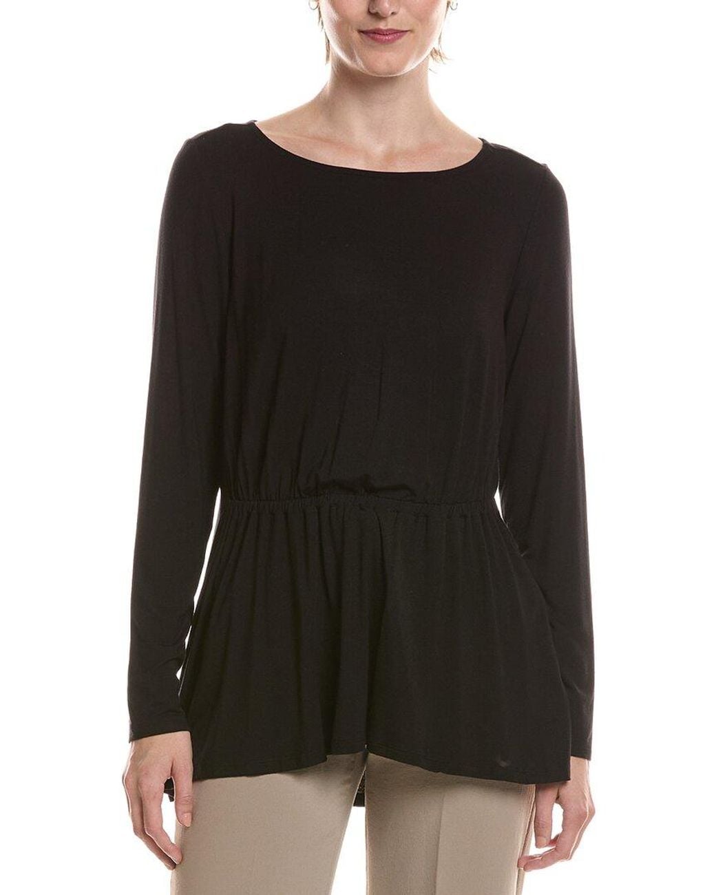 Anne Klein Black Shirred Waist Shirt