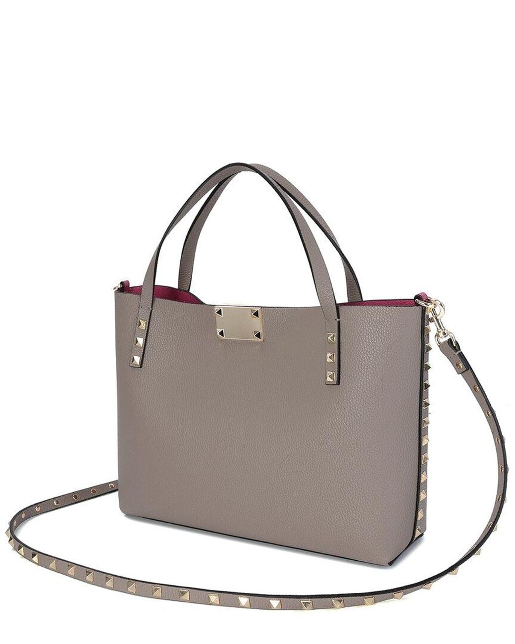 Tiffany & Fred Paris Gray Studded Leather Tote