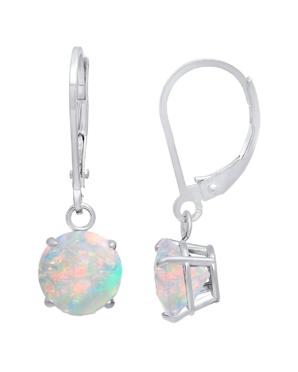MaxColor White Silver 1.00 Ct. Tw. Lab-grown Opal Dangle Earrings