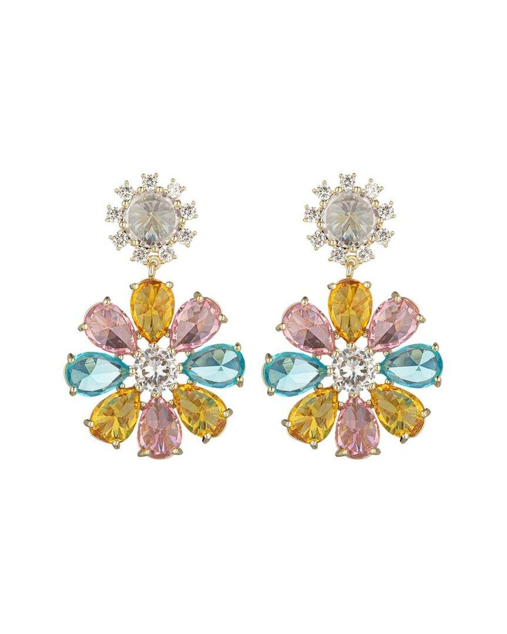 Eye Candy LA White Cz Layla Flower Drop Earrings
