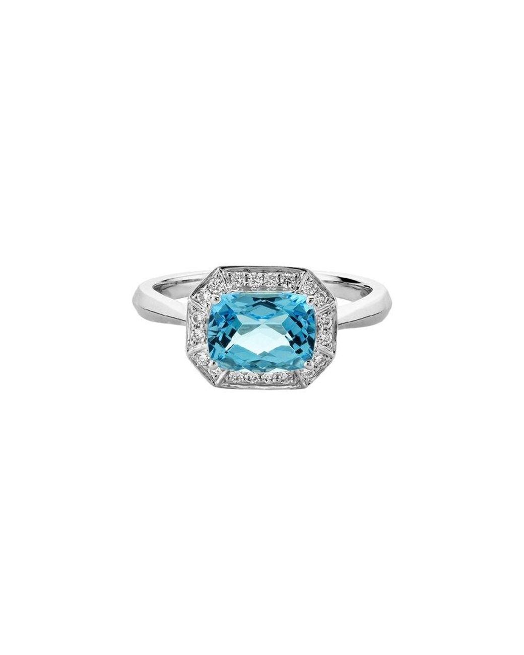 Diamond Select Cuts Blue 14K Diamond .14 Ct. & 1.90 Ct Topaz Ring