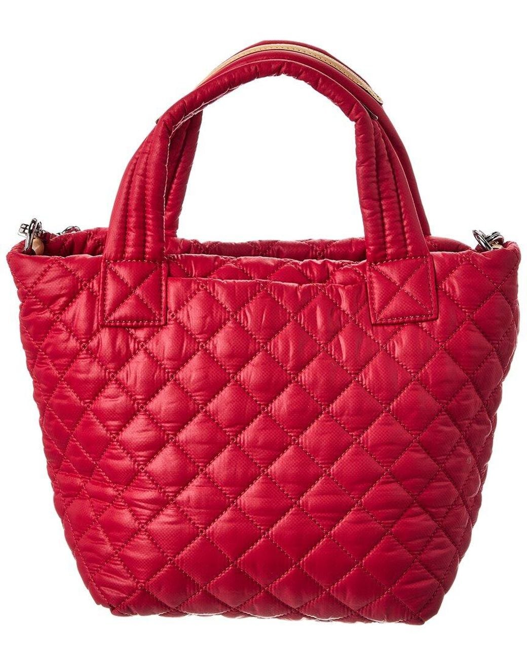 MZ Wallace Red Mini Metro Nylon & Leather Tote Deluxe