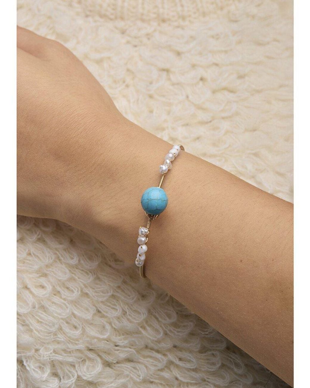 Saachi Blue Pearl Cz Cuff Bracelet