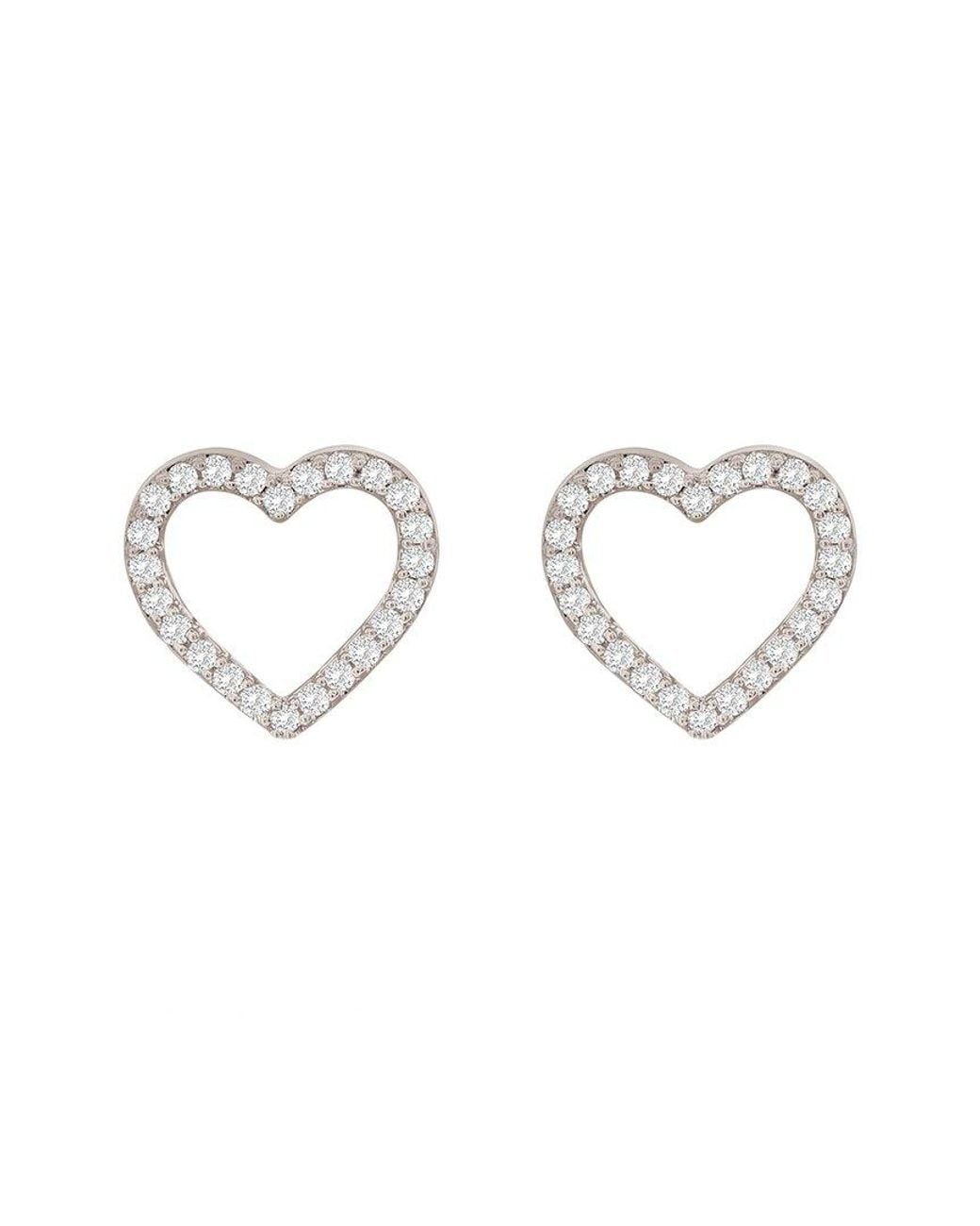 Suzy Levian Metallic 14K 0.10 Ct. Tw. Diamond Open Heart Studs