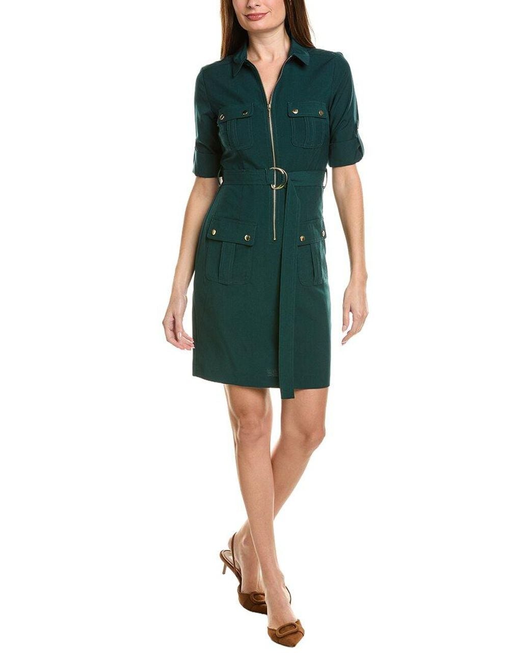 Sharagano Green Short Sleeve Shirtdress