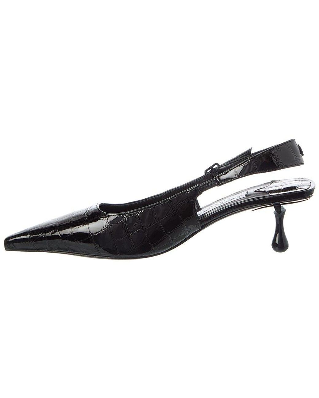 Jimmy Choo Black Amel 50 Croc-Embossed Leather Slingback Pump