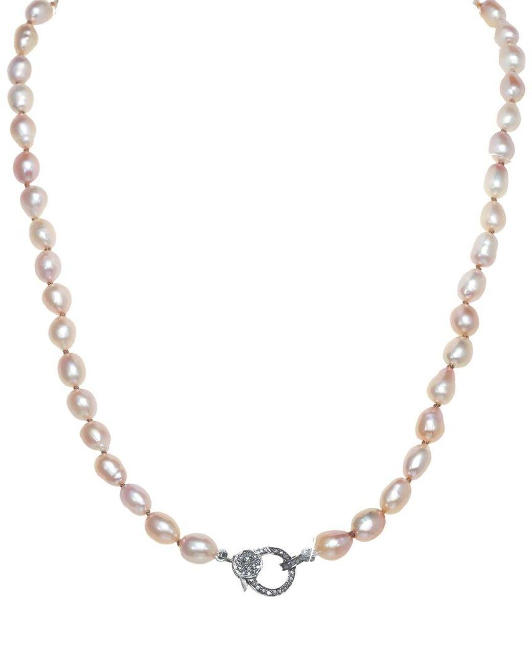 Margo Morrison Natural 0.57 Ct. Tw. Diamond & 7-8Mm Pearl Necklace