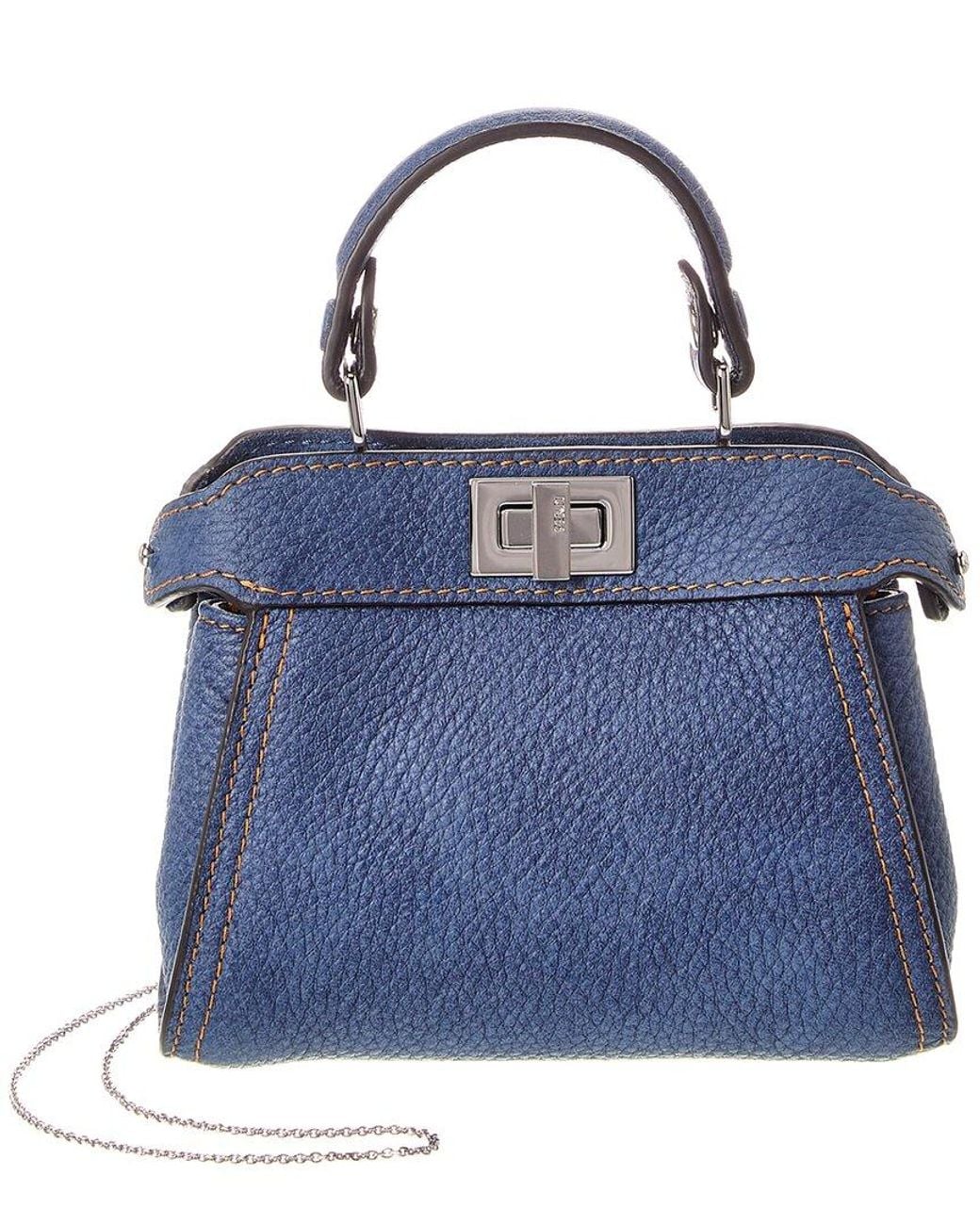 Fendi Blue Nano Peekaboo Leather Clutch