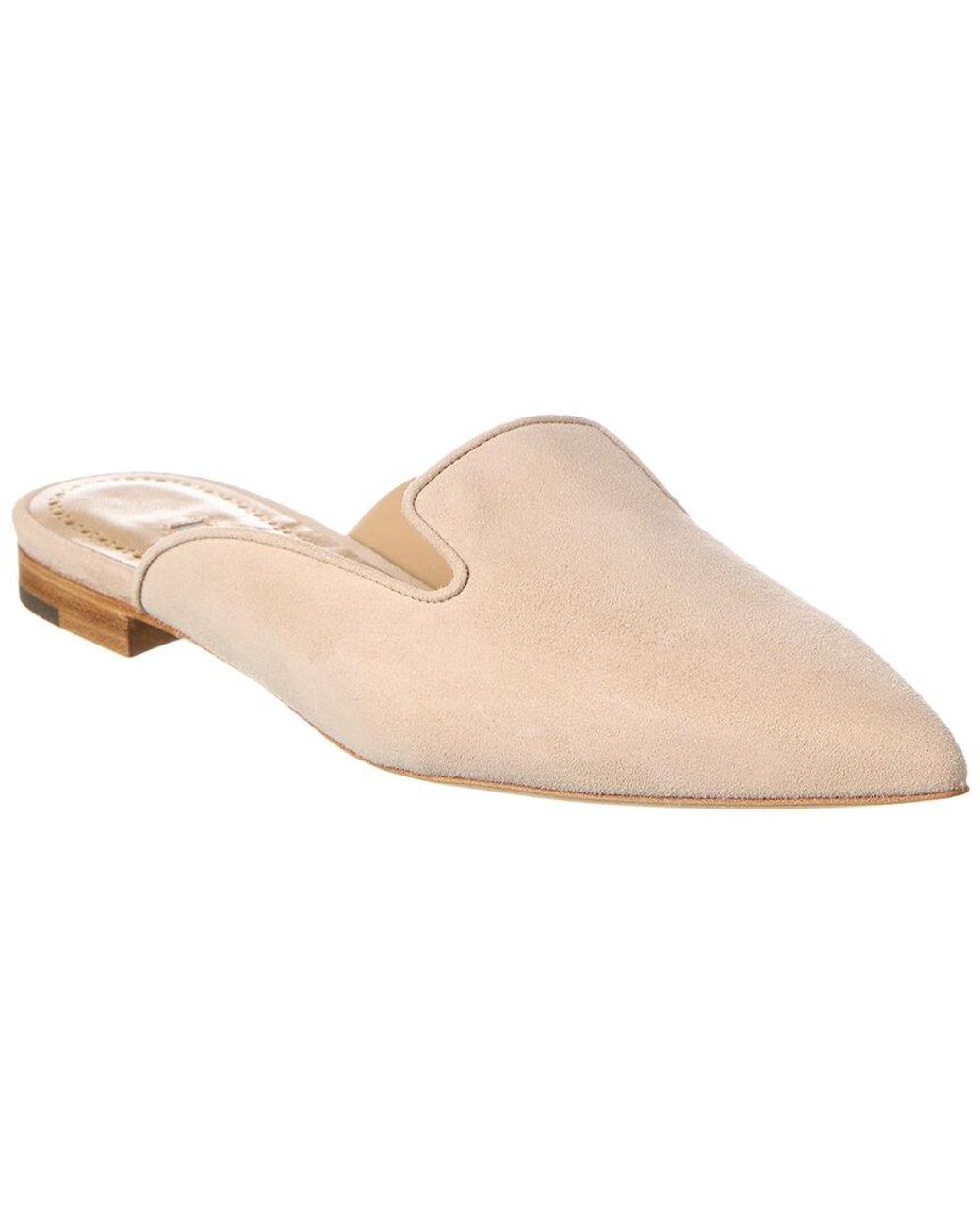 Manolo Blahnik Natural Wilfa Suede Mule