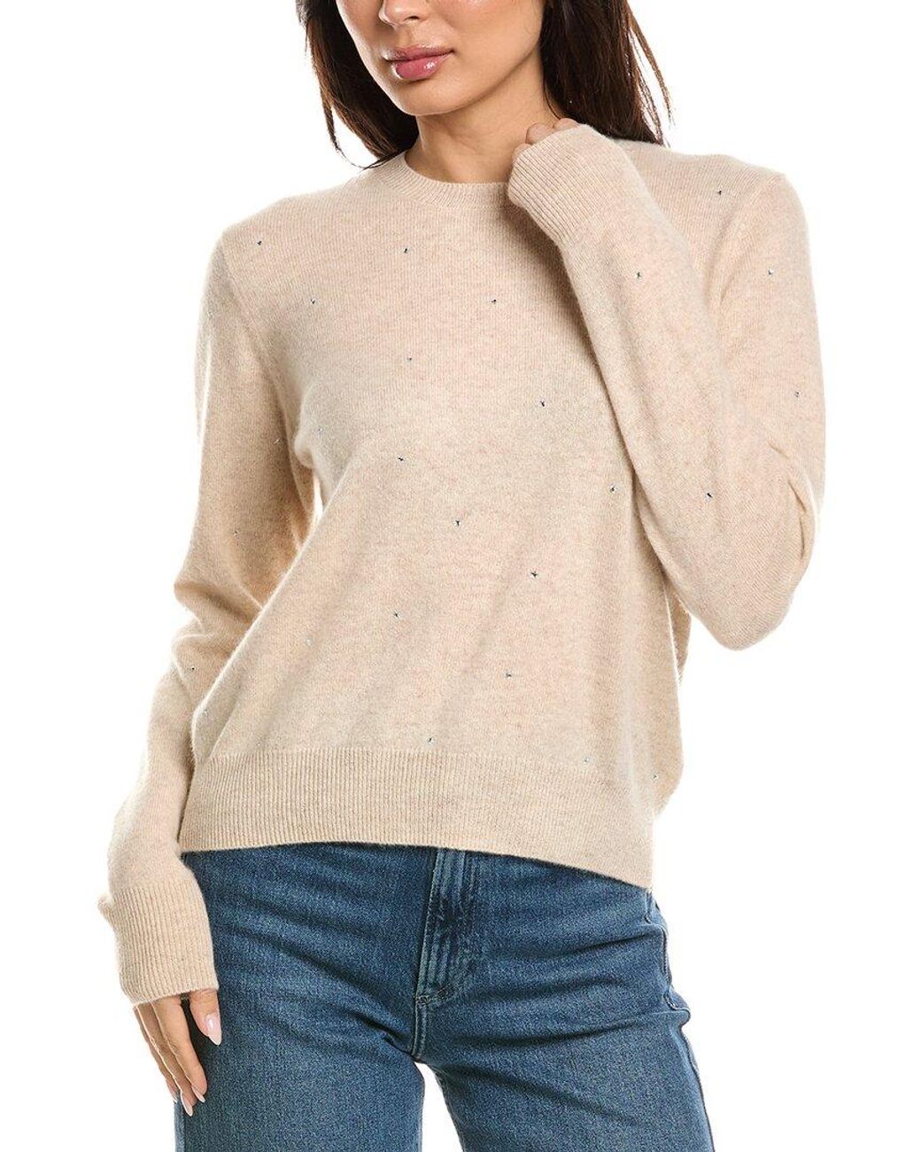 Brodie Cashmere Blue Gem Star Crewneck 100% Cashmere Sweater