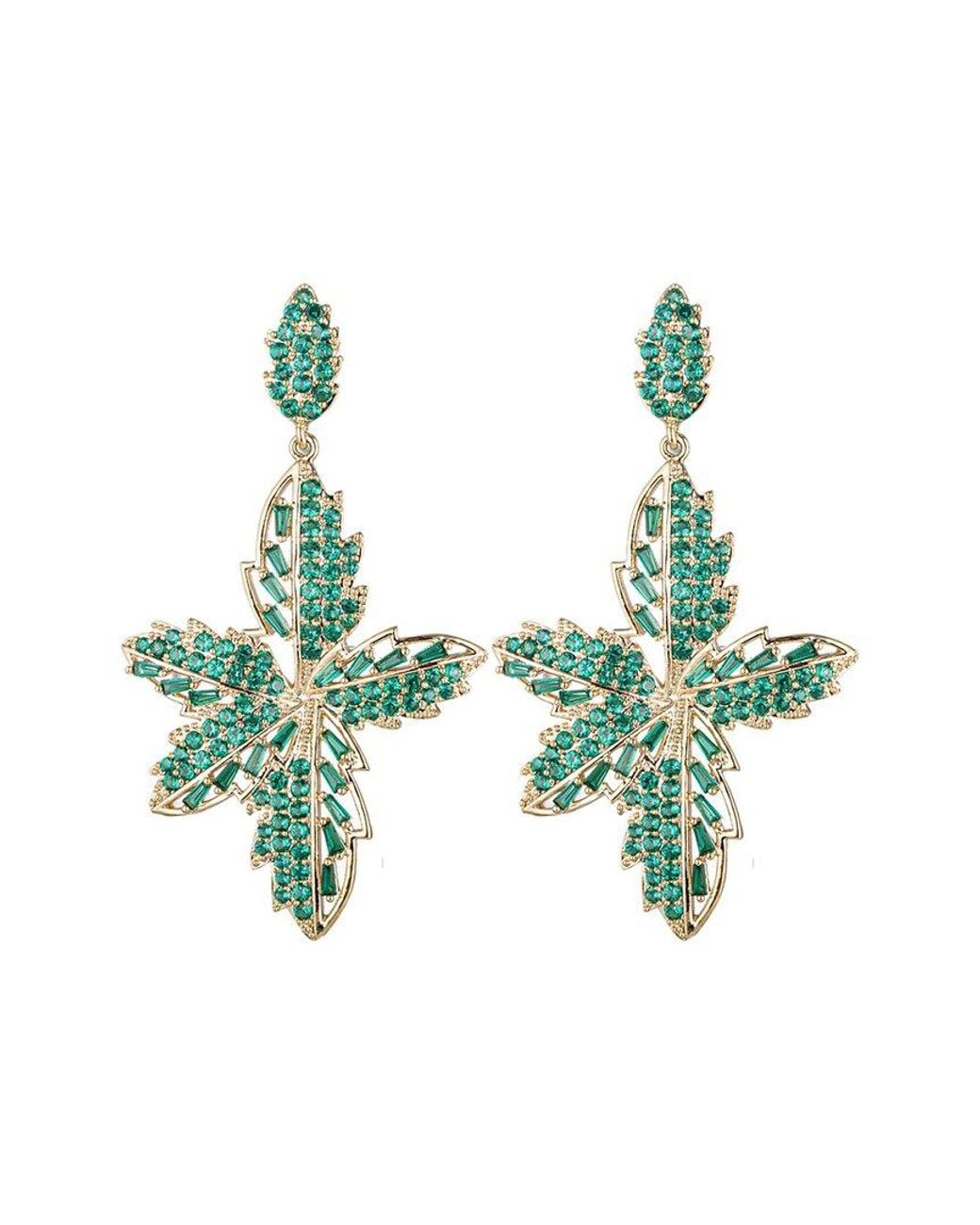 Eye Candy LA Green Cz Roxana Flower Drop Earrings