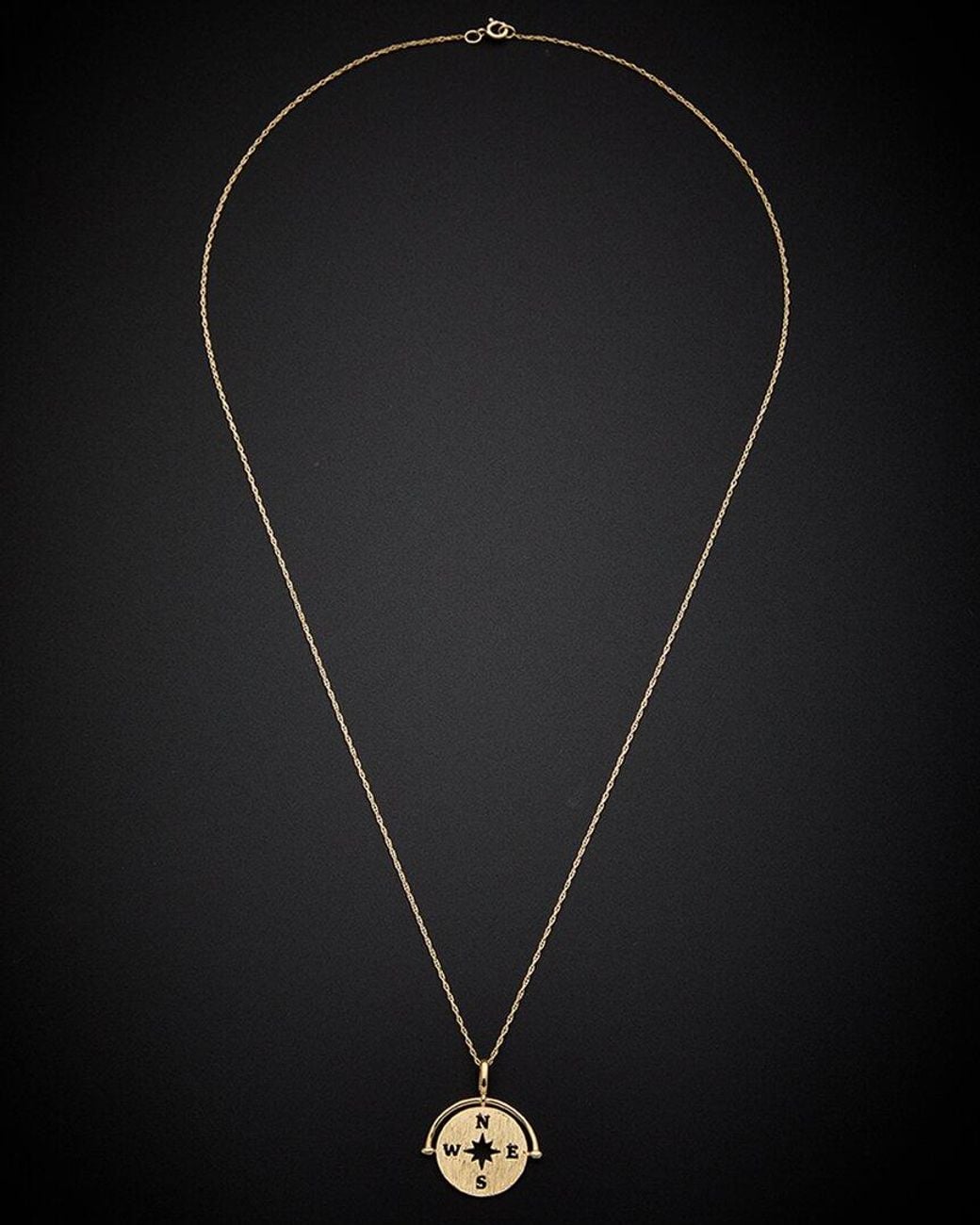 Italian Gold Black 14k Compass Necklace