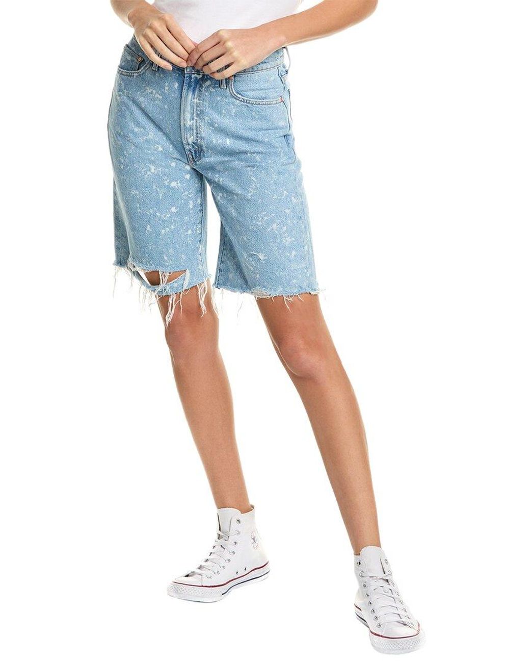 Mother Blue Denim The Undercover Fray Whitecaps Short