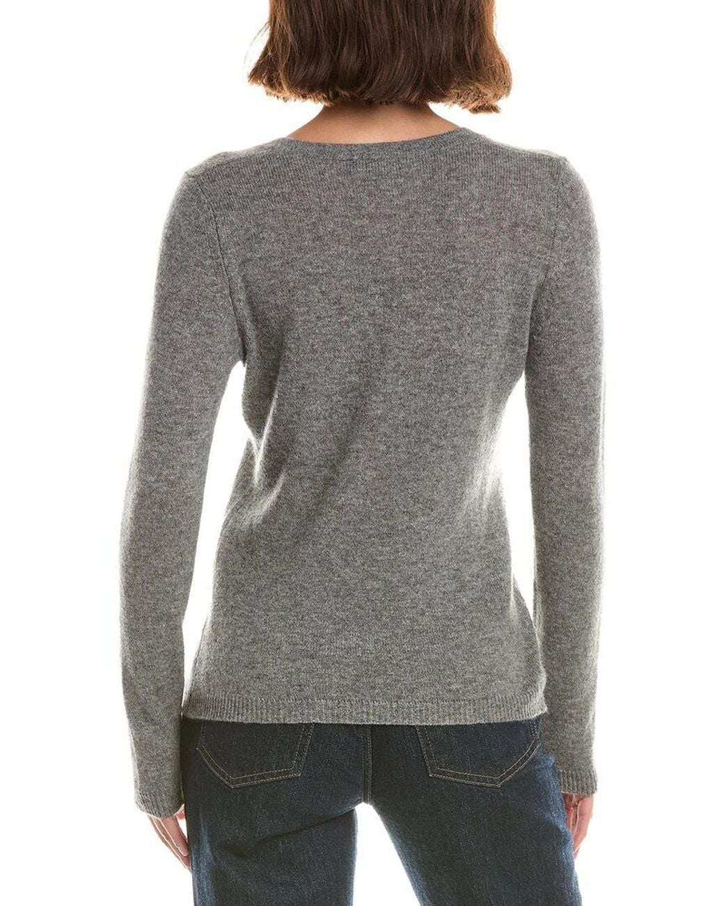 Forte Gray Basic V-Neck 100% Cashmere Pullover