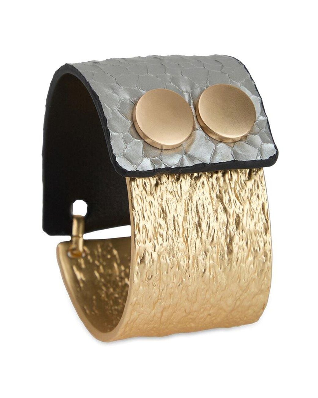 Saachi White Textured Leather Bracelet