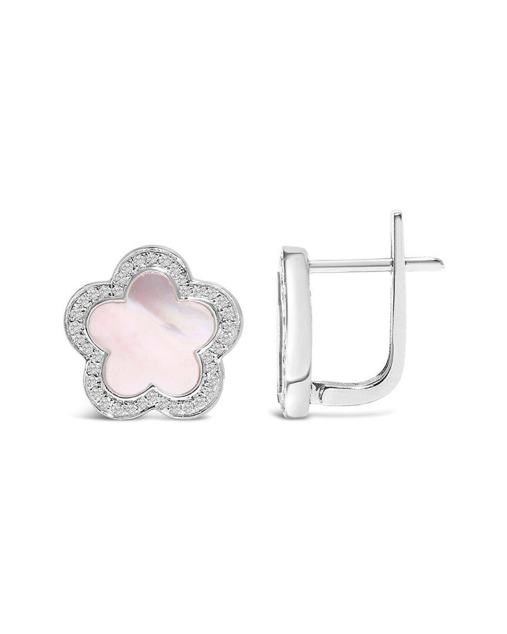 Haus of Brilliance Pink Colorful Gemstones 14K 0.18 Ct. Tw. Diamond & Mother Of Pearl Stud Earrings