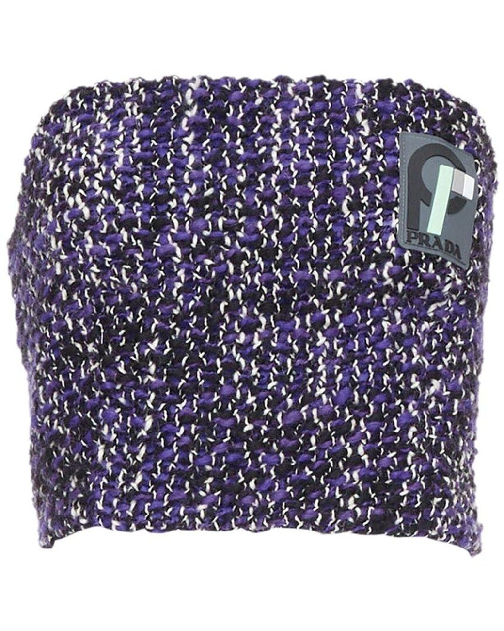 Prada Blue 2018 Wool Tweed Tube Top, Size It (Authentic Pre-Loved)