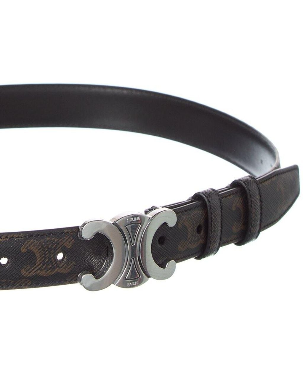 Céline Black Triomphe Medium Canvas Belt