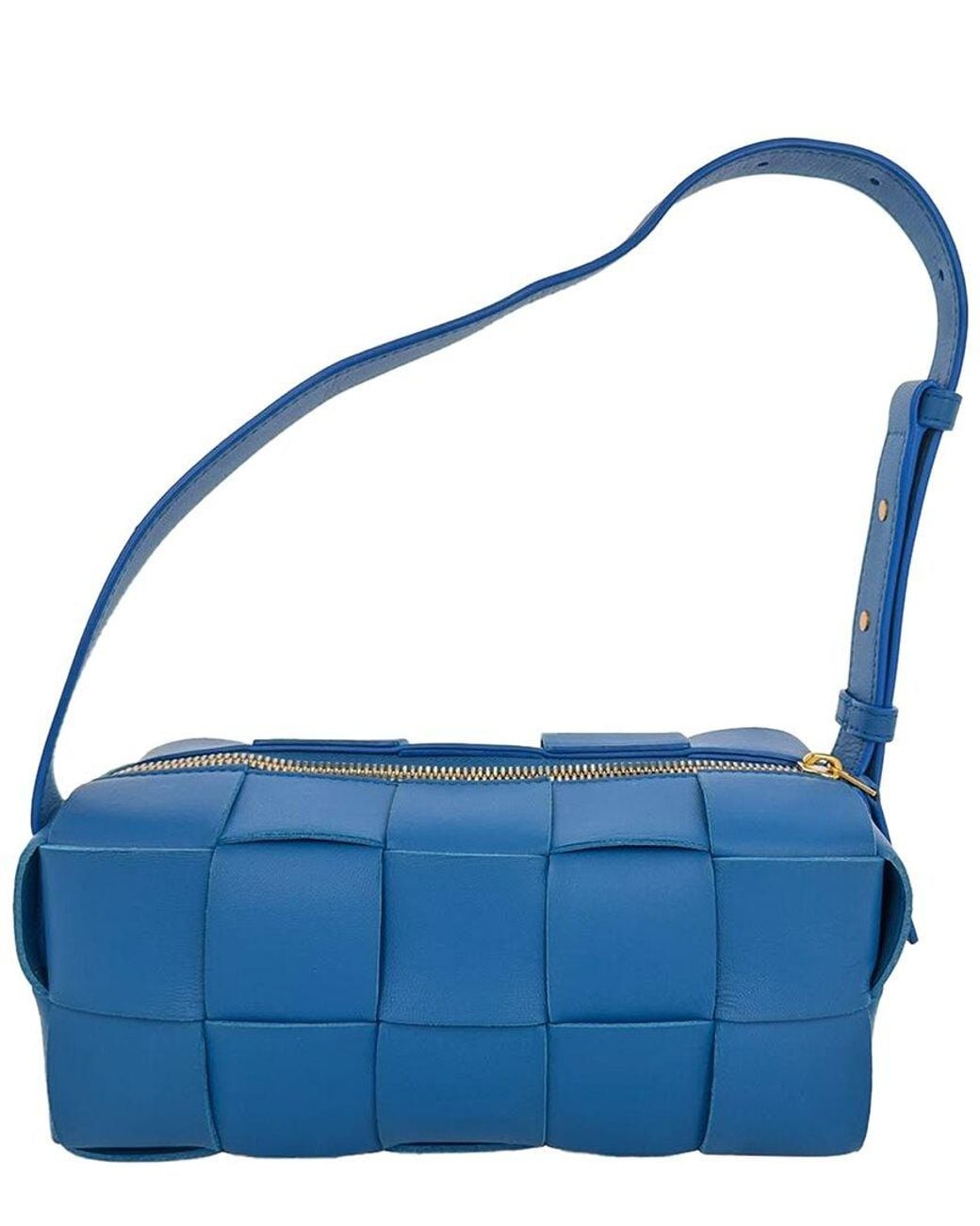 Bottega Veneta Blue Lambskin Leather Small Brick Cassette Shoulder Bag (Authentic Pre-Loved)