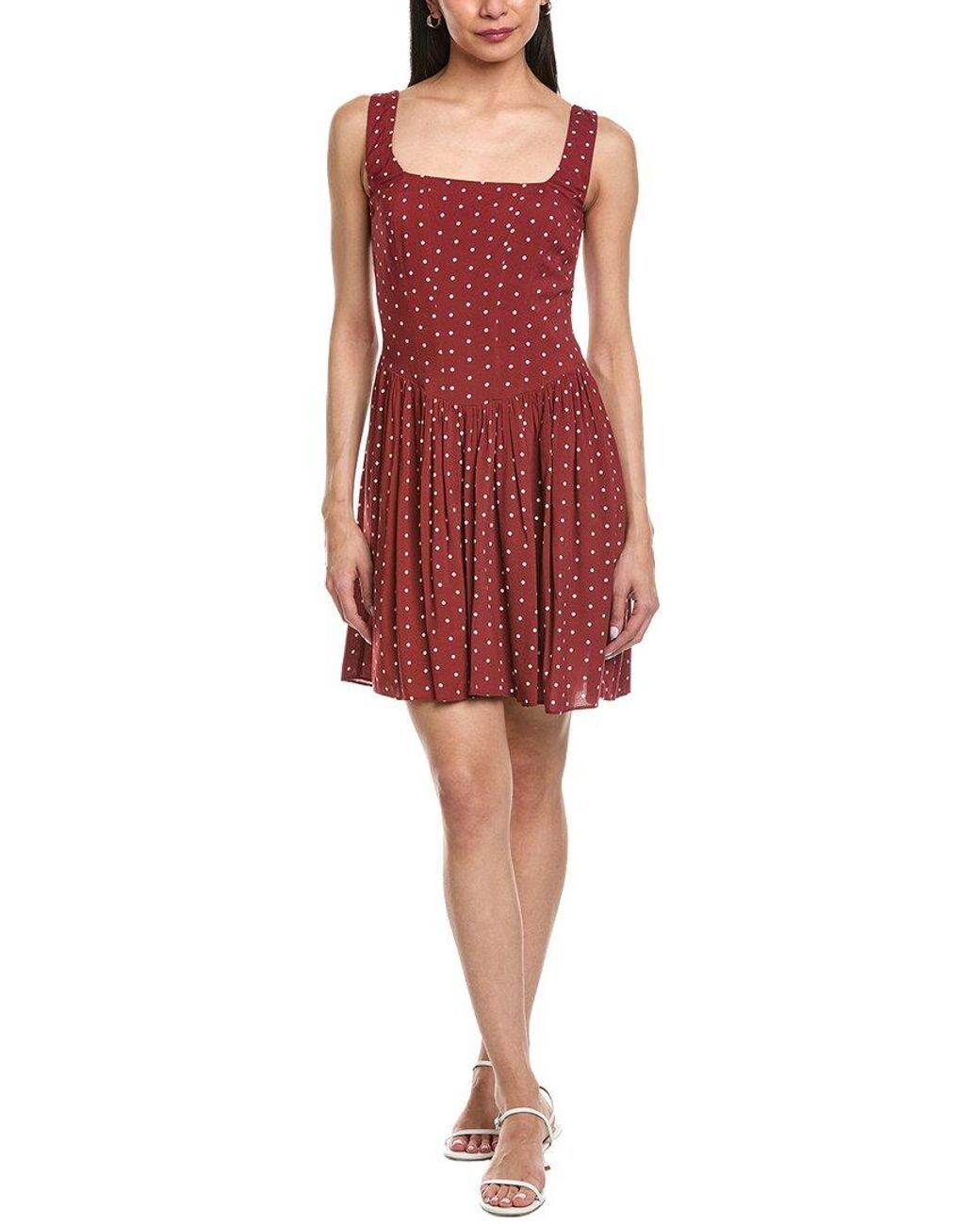 sachin and babi light blue dress Garrie B Wide Strap Drop-Waist Mini Dress in Red
