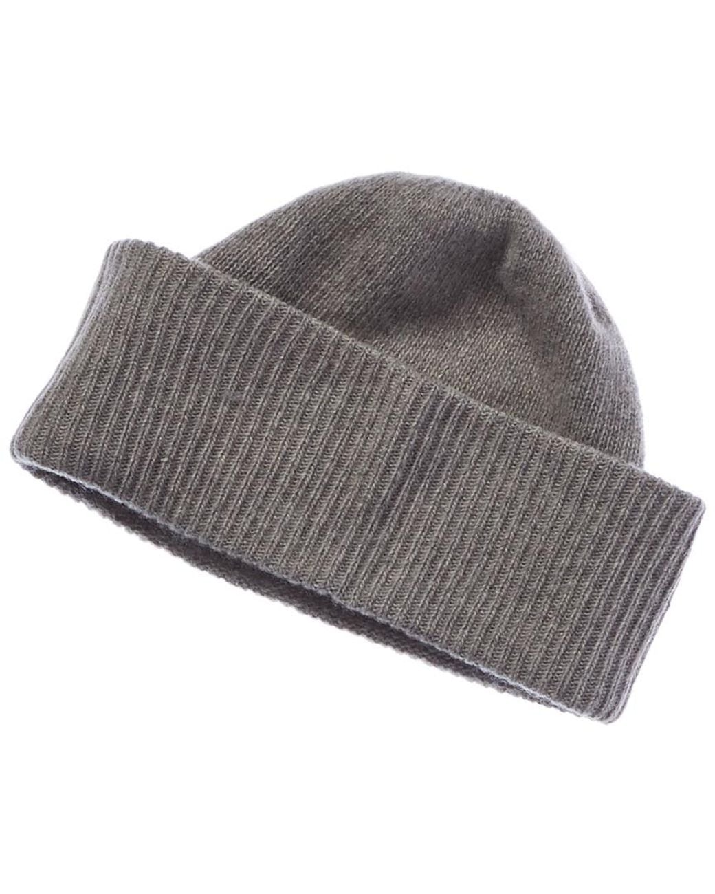 Portolano Gray Folded Cuff 100% Cashmere Beanie for men