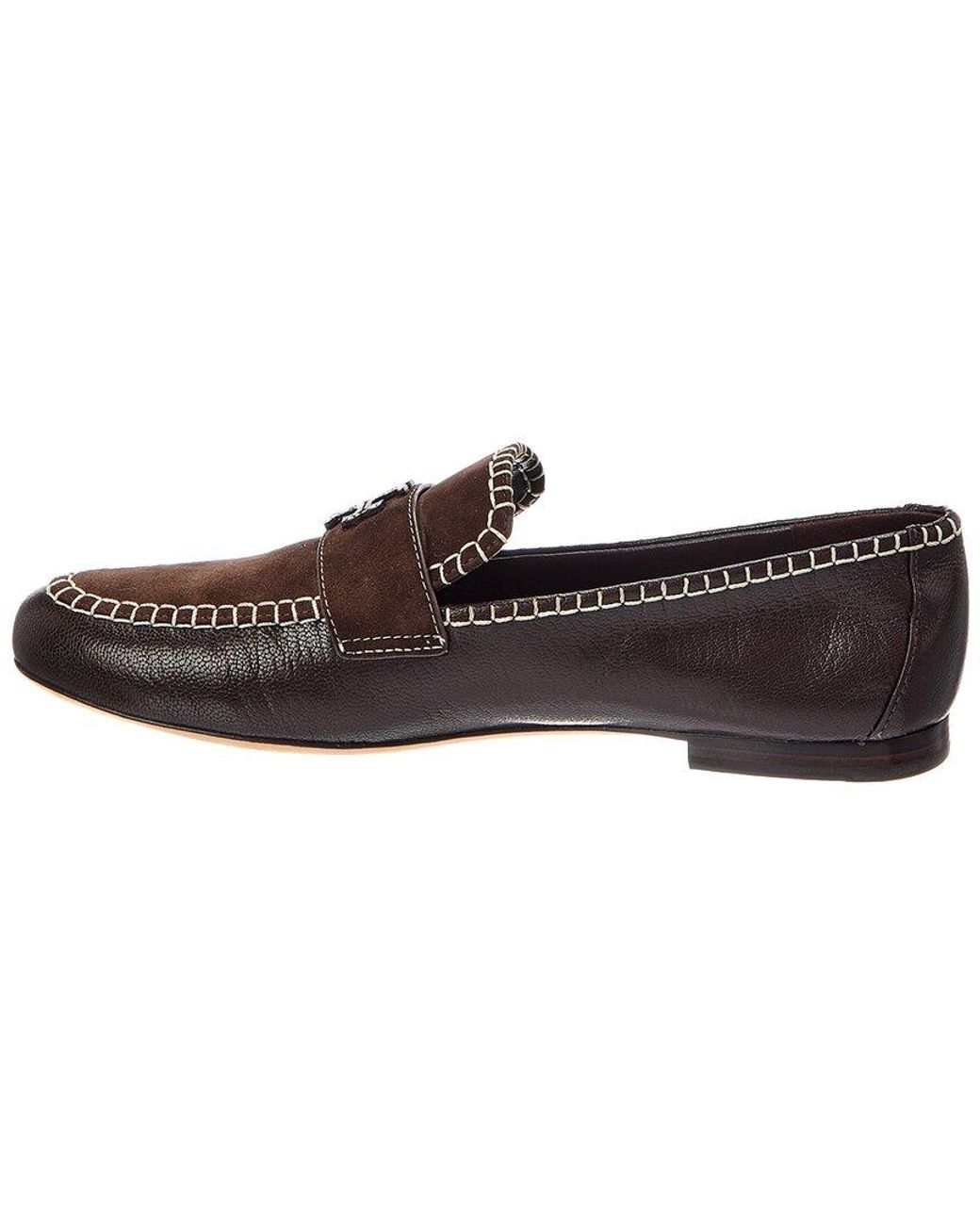 Tory Burch Brown Mini Everly Leather & Suede Loafer