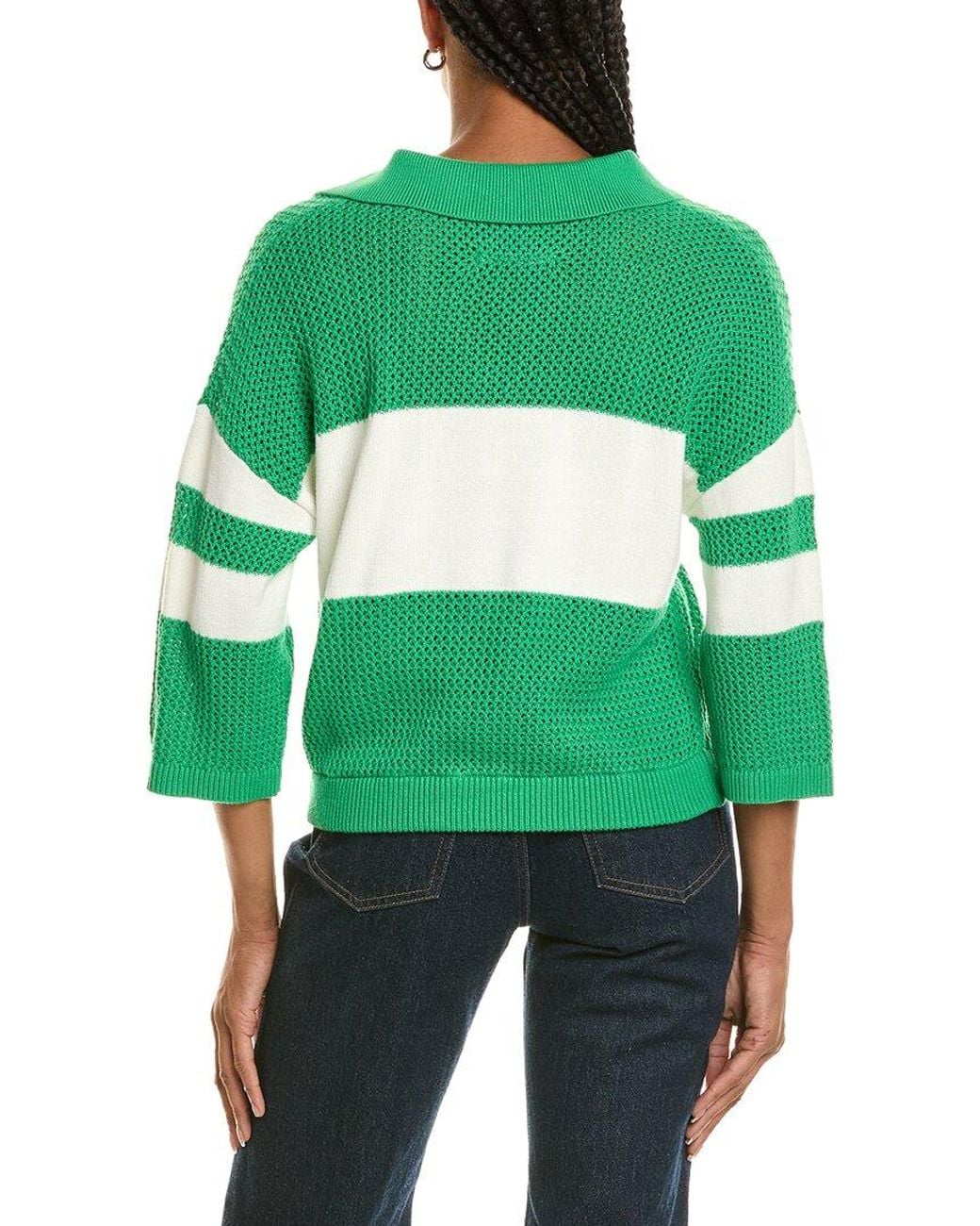 525 America Green Johnny Collar Mesh Rugby Sweater