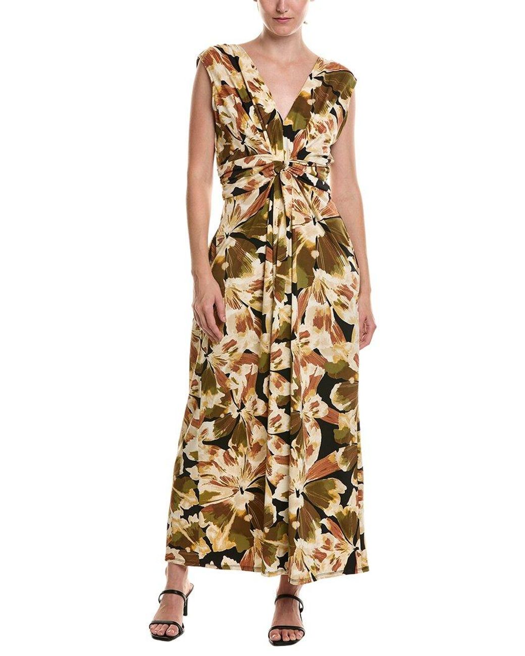 Anne Klein Metallic Twist Front Maxi Dress