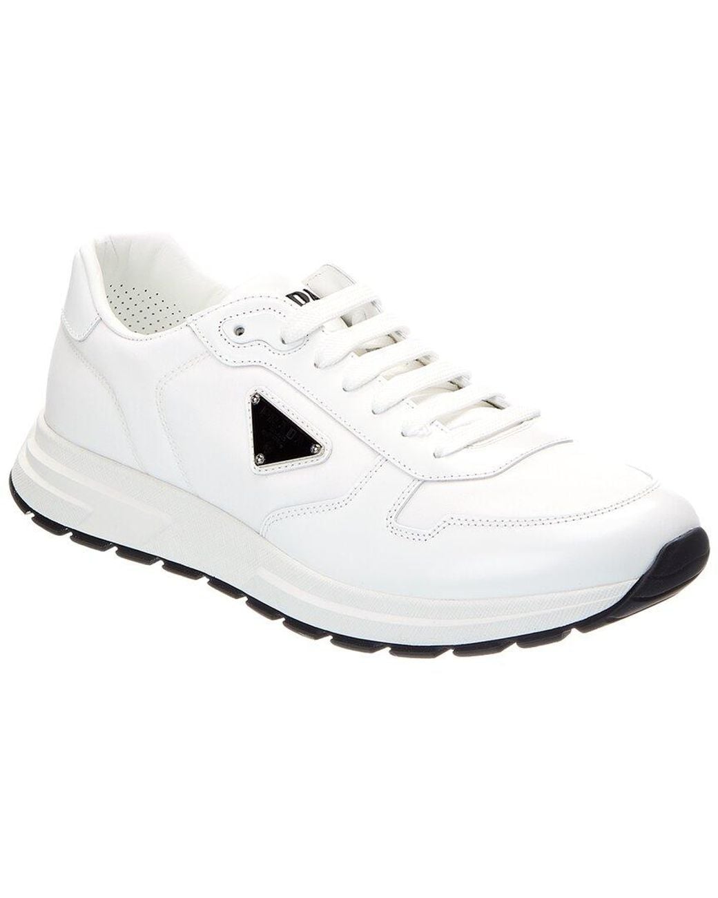 Prada White Leather & Nylon Sneaker for men