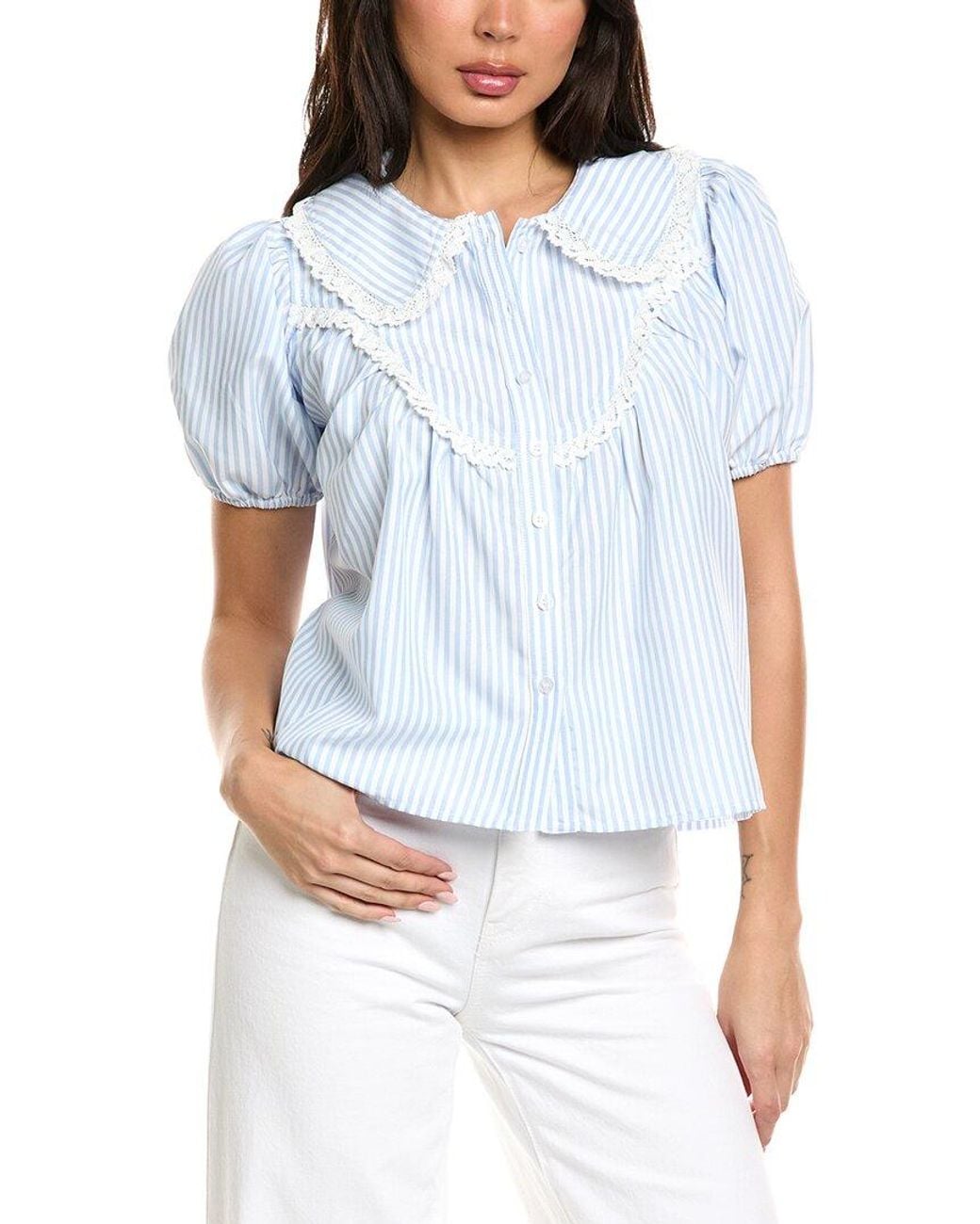 LUXE ALWAYS Blue Stripe Top