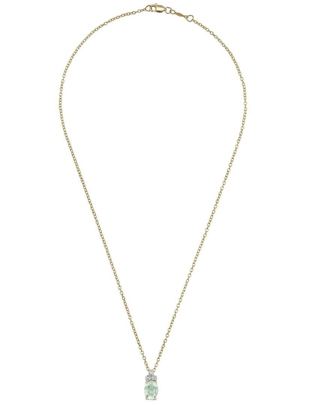 Reiss Metallic 14k 1.15 Ct. Tw. Diamond & Green Amethyst Necklace