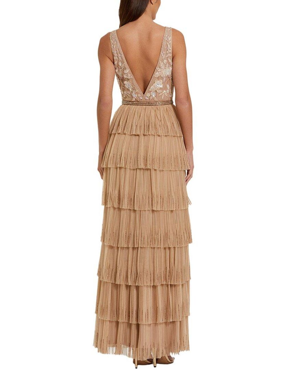 Mac Duggal Natural Tiered Gown