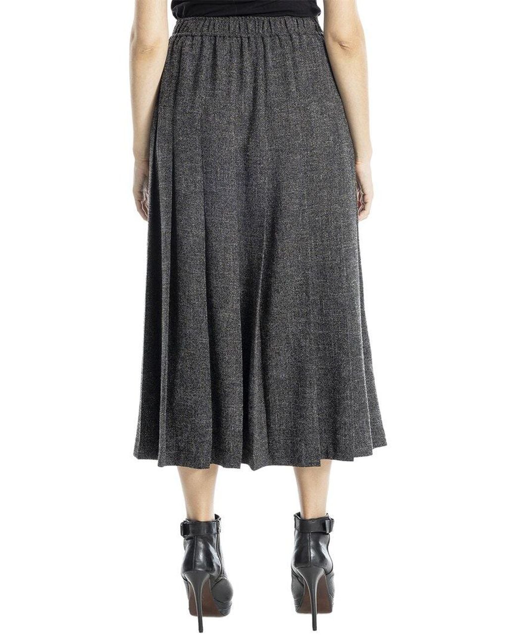 Max Studio Black Pleated Midi Skirt