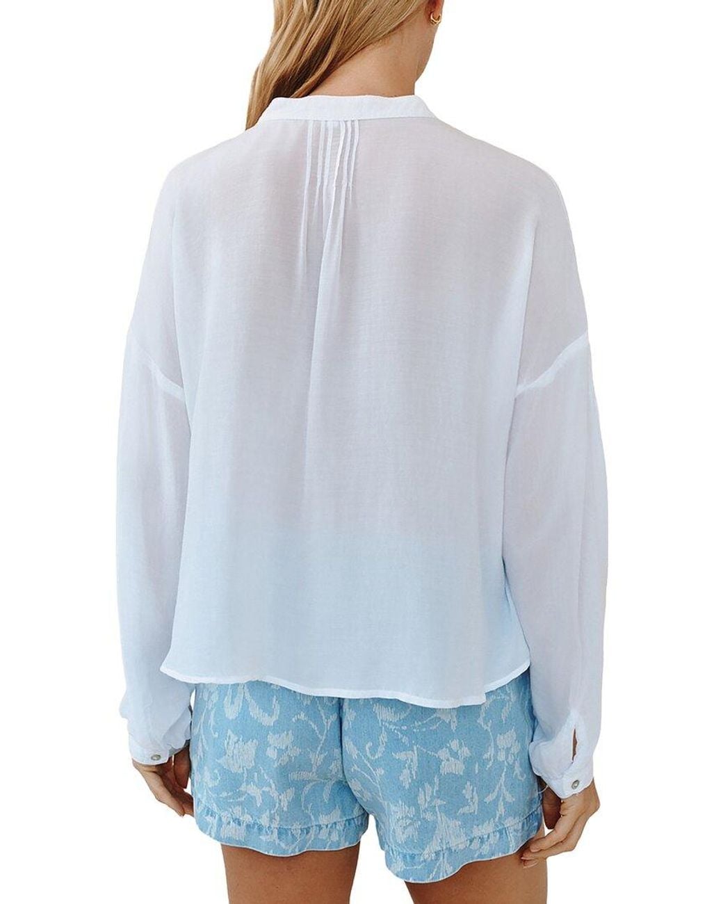 Bella Dahl Blue Drop-Shoulder Pintuck Shirt