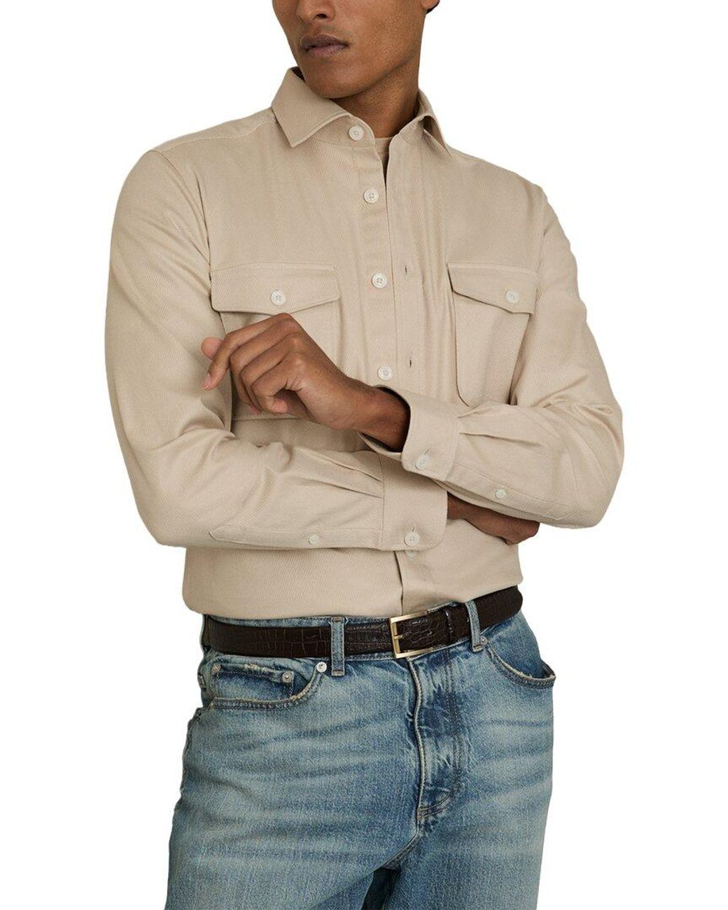 Reiss White Whisper Twin Pocket Casual Shirt for men