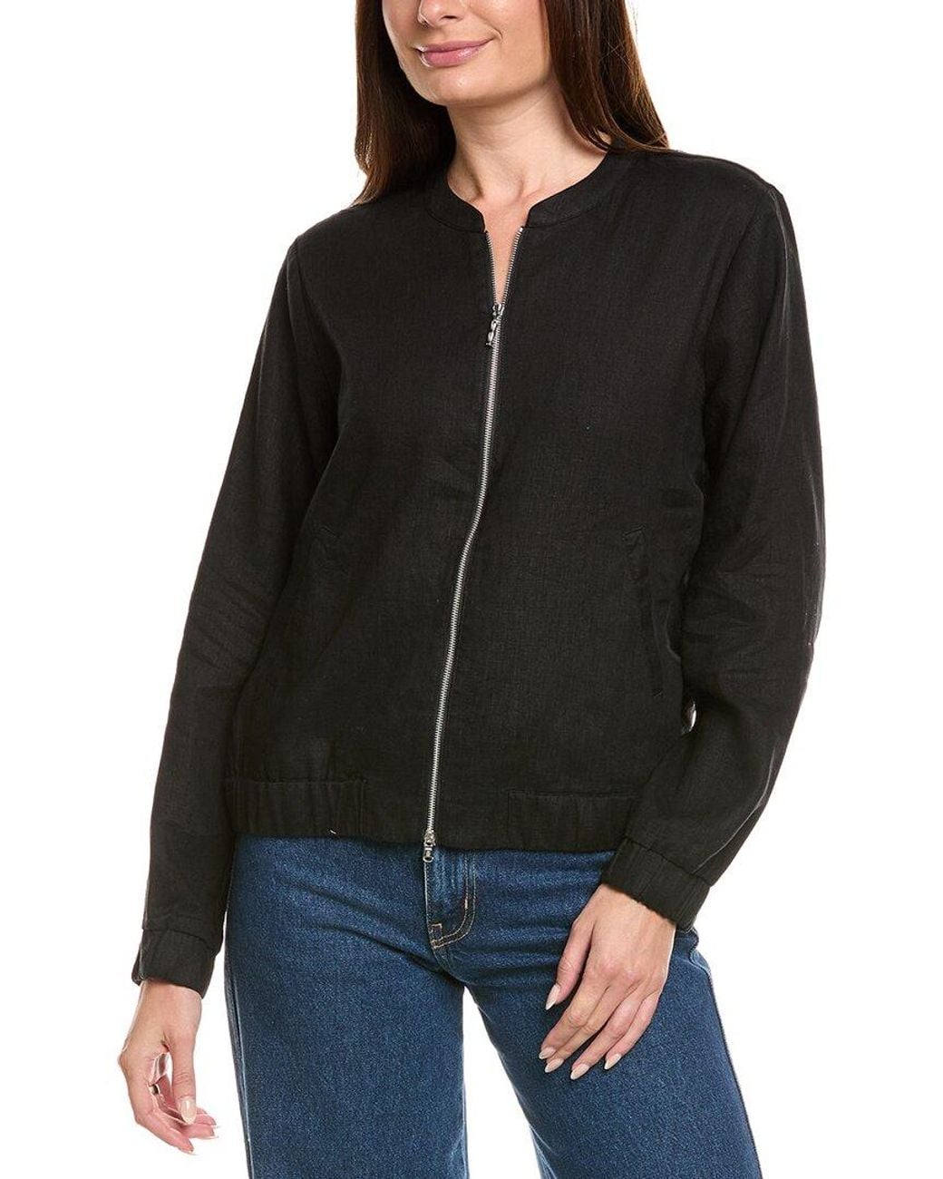 Tommy Bahama Black Two Palms Linen Bomber Jacket