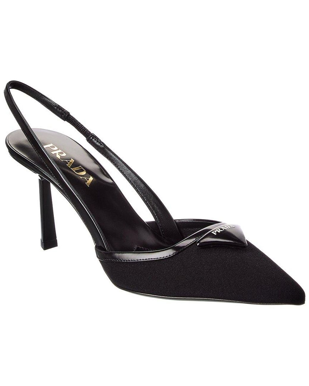Prada Black Gabardine Slingback Pointy-Toe Pump