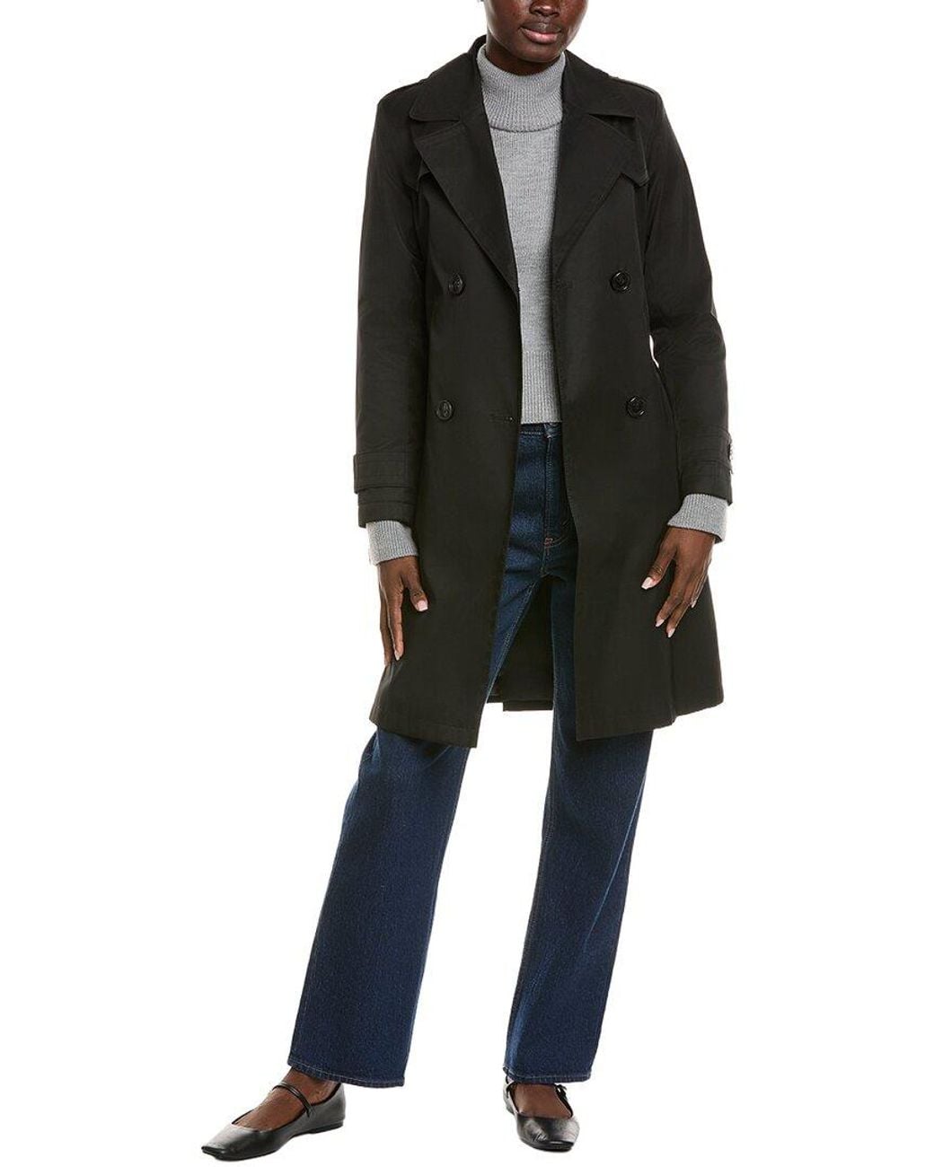 Via Spiga Black Pleated Trench Coat